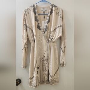 reiss piper linen dress Reiss Linen Pleat Detail Mini Dress in Brown